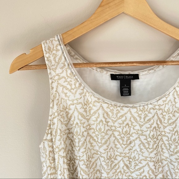 Gold and white open back blouse - Picture 3 of 7